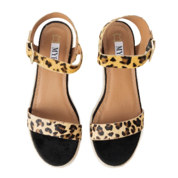 🐆LEOPARD print Genuine Cowhide & Leather Sandal Rope Heal TREND Spring Break - Picture 3 of 4